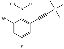 (2-Amino-4-fluoro-6-((trimethylsilyl)ethynyl)phenyl)boronic acid 化学構造式