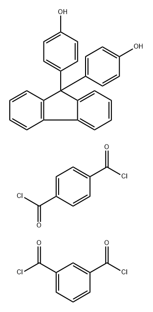 9,9-bis[(4-hydroxyphenyl)fluorene],1,4-benzenedicarbonyl dichloride 1,3- benzenedicarbonyl dichloride copolymer Structure