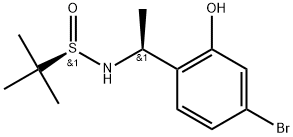 N-((S)-1-(4-Bromo-2-hydroxyphenyl)ethyl)-2-methylpropane-2-sulfinamide 化学構造式