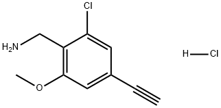 (2-Chloro-4-ethynyl-6-methoxyphenyl)methanamine hydrochloride Struktur