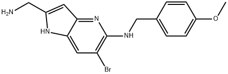 2-(Aminomethyl)-6-bromo-N-(4-methoxybenzyl)-1H-pyrrolo[3,2-b]pyridin-5-amine 化学構造式
