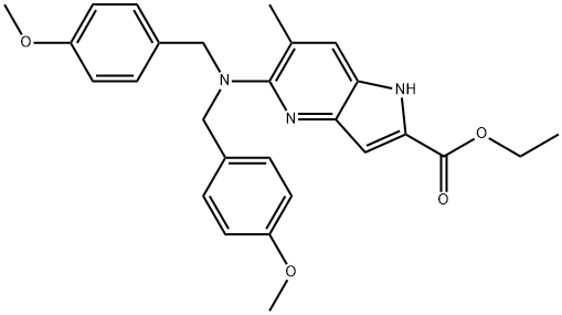 5-(双(4-甲氧基苄基)氨基)-6-甲基-1H-吡咯并[3,2-B]吡啶-2-羧酸乙酯 结构式