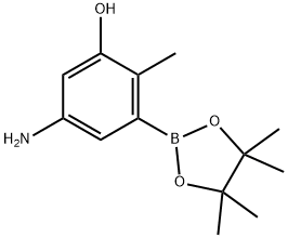 5-Amino-2-methyl-3-(4,4,5,5-tetramethyl-1,3,2-dioxaborolan-2-yl)phenol 化学構造式