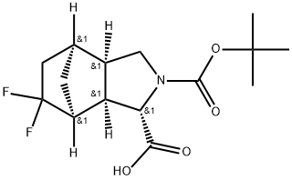 (1S,3AR,4S,7S,7AR)-2-(叔丁氧羰基)-6,6-二氟八氢-1H-4,7-甲氧吲哚-1-羧酸 结构式