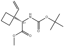 Methyl (S)-2-((tert-butoxycarbonyl)amino)-2-(1-vinylcyclobutyl)acetate Struktur