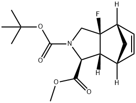 2-(tert-Butyl) 1-methyl (1S,3aS,4S,7R,7aR)-3a-fluoro-1,3,3a,4,7,7a-hexahydro-2H-4,7-methanoisoindole-1,2-dicarboxylate Structure