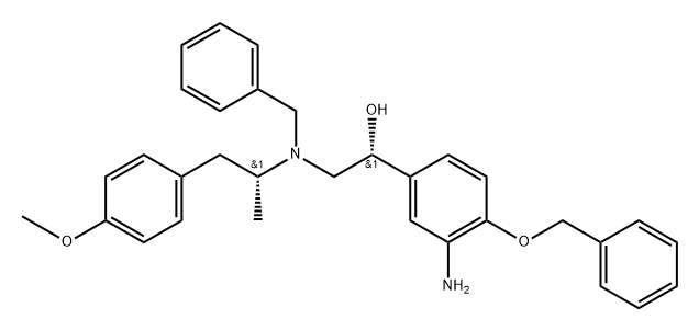 Benzenemethanol, 3-amino-α-[[[(1R)-2-(4-methoxyphenyl)-1-methylethyl](phenylmethyl)amino]methyl]-4-(phenylmethoxy)-, (αR)- Structure