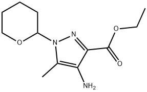 Ethyl 4-amino-5-methyl-1-(tetrahydro-2H-pyran-2-yl)-1H-pyrazole-3-carboxylate Struktur