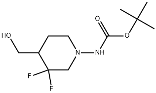 tert-Butyl (3,3-difluoro-4-(hydroxymethyl)piperidin-1-yl)carbamate Structure