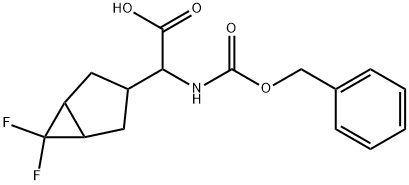 2-(((Benzyloxy)carbonyl)amino)-2-(6,6-difluorobicyclo[3.1.0]hexan-3-yl)acetic acid 化学構造式