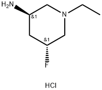 3-哌啶胺,1-乙基-5-氟-3-哌啶胺盐酸盐(1:1),(3R,5R), 2913572-98-0, 结构式