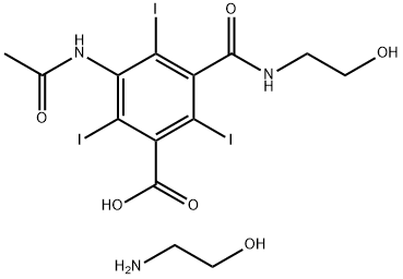 Benzoic acid, 3-(acetylamino)-5-[[(2-hydroxyethyl)amino]carbonyl]-2,4,6-triiodo-, compd. with 2-aminoethanol (1:1),29147-39-5,结构式