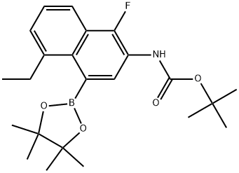 tert-Butyl (5-ethyl-1-fluoro-4-(4,4,5,5-tetramethyl-1,3,2-dioxaborolan-2-yl)naphthalen-2-yl)carbamate Structure