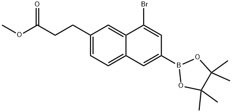 2-Naphthalenepropanoic acid, 8-bromo-6-(4,4,5,5-tetramethyl-1,3,2-dioxaborolan-2-yl)-, methyl ester Struktur