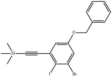 Benzene, 1-bromo-2-iodo-5-(phenylmethoxy)-3-[2-(trimethylsilyl)ethynyl]-|1-溴-2-碘-5-(苯基甲氧基)-3-[2-(三甲基硅基)乙炔基]苯