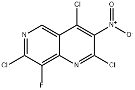 2,4,7-三氯-8-氟-3-硝基-1,6-萘吡啶, 2918766-33-1, 结构式