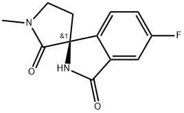 (S)-5-Fluoro-1'-methylspiro[isoindoline-1,3'-pyrrolidine]-2',3-dione 化学構造式