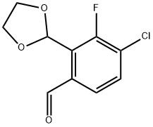 4-chloro-2-(1,3-dioxolan-2-yl)-3-fluorobenzaldehyde Structure