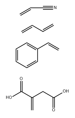 Butanedioic acid, methylene-, polymer with 1,3-butadiene, ethenylbenzene and 2-propenenitrile 化学構造式