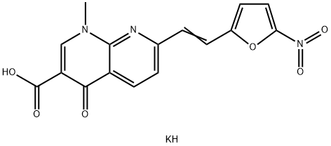 1,4-ジヒドロ-1-メチル-7-[2-(5-ニトロ-2-フリル)ビニル]-4-オキソ-1,8-ナフチリジン-3-カルボン酸カリウム 化学構造式