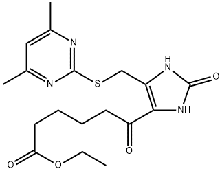 1H-Imidazole-4-hexanoic acid, 5-[[(4,6-dimethyl-2-pyrimidinyl)thio]methyl]-2,3-dihydro-ε,2-dioxo-, ethyl ester Structure