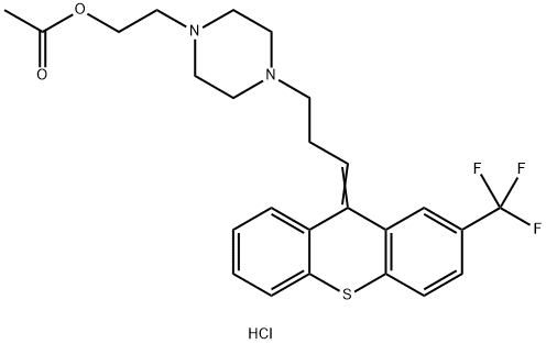 1-Piperazineethanol, 4-[3-[2-(trifluoromethyl)-9H-thioxanthen-9-ylidene]propyl]-, 1-acetate, hydrochloride (1:2)|氟哌噻吨EP杂质E二盐酸盐