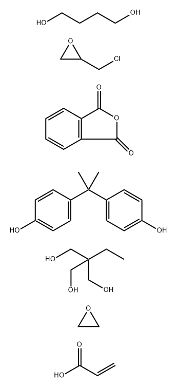 1,3-Isobenzofurandione, polymer with 1,4-butanediol, (chloromethyl)oxirane, 2-ethyl-2-(hydroxymethyl)-1,3-propanediol, 4,4-(1-methylethylidene)bisphenol and oxirane, 2-propenoate 结构式