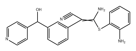 Benzeneacetonitrile, α-[amino[(2-aminophenyl)thio]methylene]-3-(hydroxy-4-pyridinylmethyl)- Structure