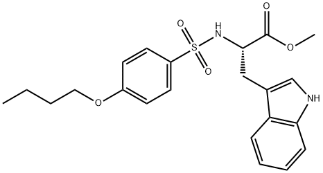 メチル 2-(4-ブトキシベンゼンスルホンアミド)-3-(1H-インドール-3-イル)プロパノアート 化学構造式
