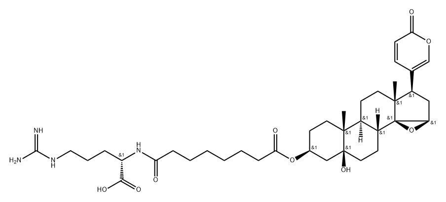 3β-[[8-[[(1S)-4-[Amino(imino)methylamino]-1-carboxybutyl]amino]-1,8-dioxooctyl]oxy]-14,15β-epoxy-5-hydroxy-5β-bufa-20,22-dienolide,30685-91-7,结构式