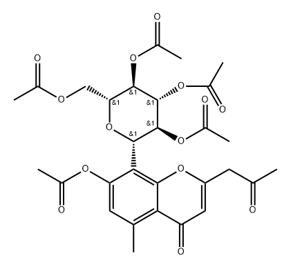 7-Acetoxy-5-methyl-2-(2-oxopropyl)-8-(2-O,3-O,4-O,6-O-tetraacetyl-β-D-glucopyranosyl)-4H-1-benzopyran-4-one Structure