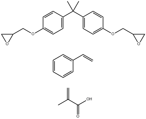 2-Propenoic acid, 2-methyl-, polymer with ethenylbenzene and 2,2'-[(1-methylethylidene) bis(4,1-phenyleneoxymethylene)]bis[oxirane] 化学構造式