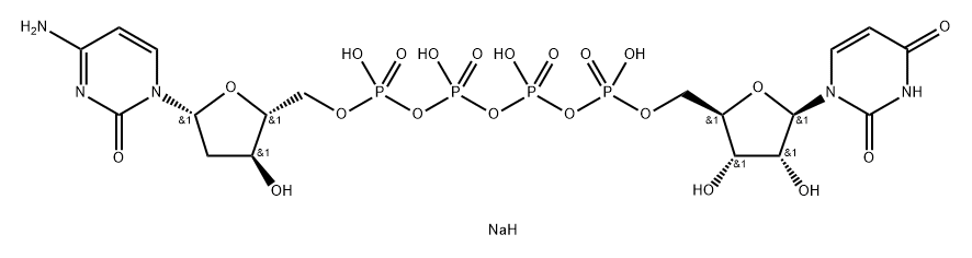 Уридин5'-(пентагидротетрафосфат), P'5'-эфир с 2'-дезоксицитидином, натриевая соль (1:4) структура