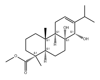 (1R)-1,2,3,4,4a,4bα,5,8,8a,9,10,10aα-Dodecahydro-8α,8aα-dihydroxy-1,4aβ-dimethyl-7-isopropylphenanthrene-1α-carboxylic acid methyl ester 结构式
