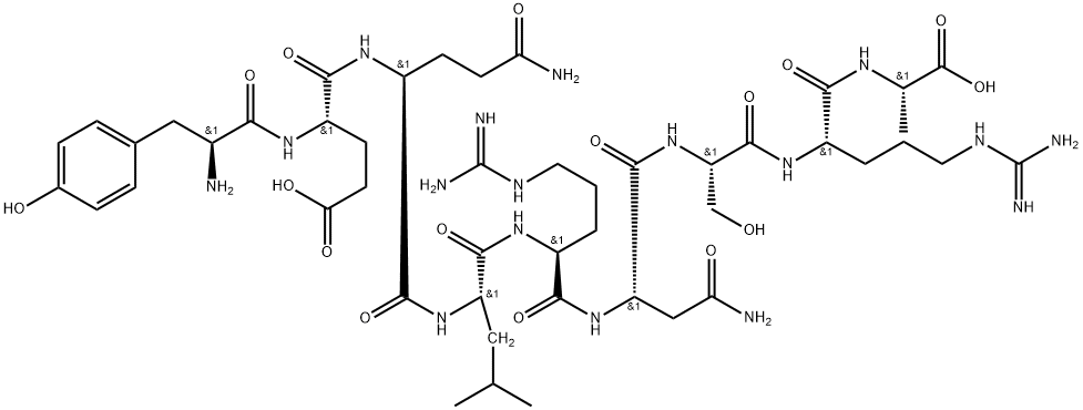 L-Alanine, L-tyrosyl-L-α-glutamyl-L-glutaminyl-L-leucyl-L-arginyl-L-asparaginyl-L-seryl-L-arginyl- (9CI) Structure