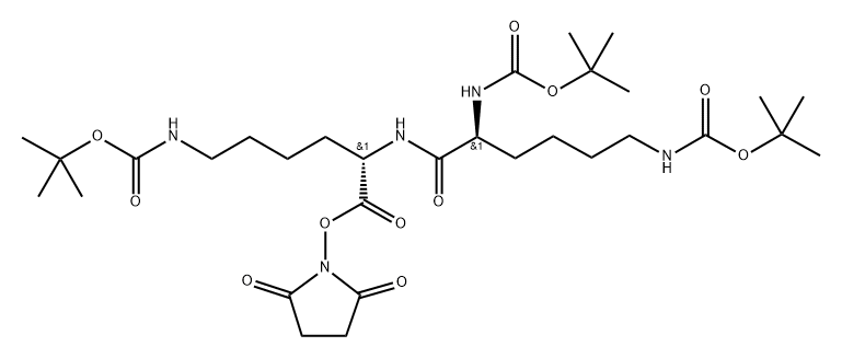 Epsilon Alpha Dipeptide [Bis-Boc-Lys-Boc-a-N-Lys-Osu]Q: What is 
Epsilon Alpha Dipeptide [Bis-Boc-Lys-Boc-a-N-Lys-Osu] Q: What is the CAS Number of 
Epsilon Alpha Dipeptide [Bis-Boc-Lys-Boc-a-N-Lys-Osu] Struktur