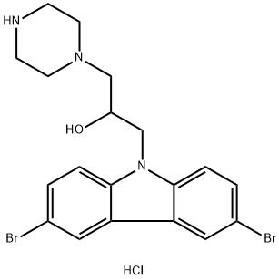 1-(3,6-二溴-9H-咔唑-9-基)-3-(哌嗪-1-基)丙-2-醇二盐酸盐 结构式