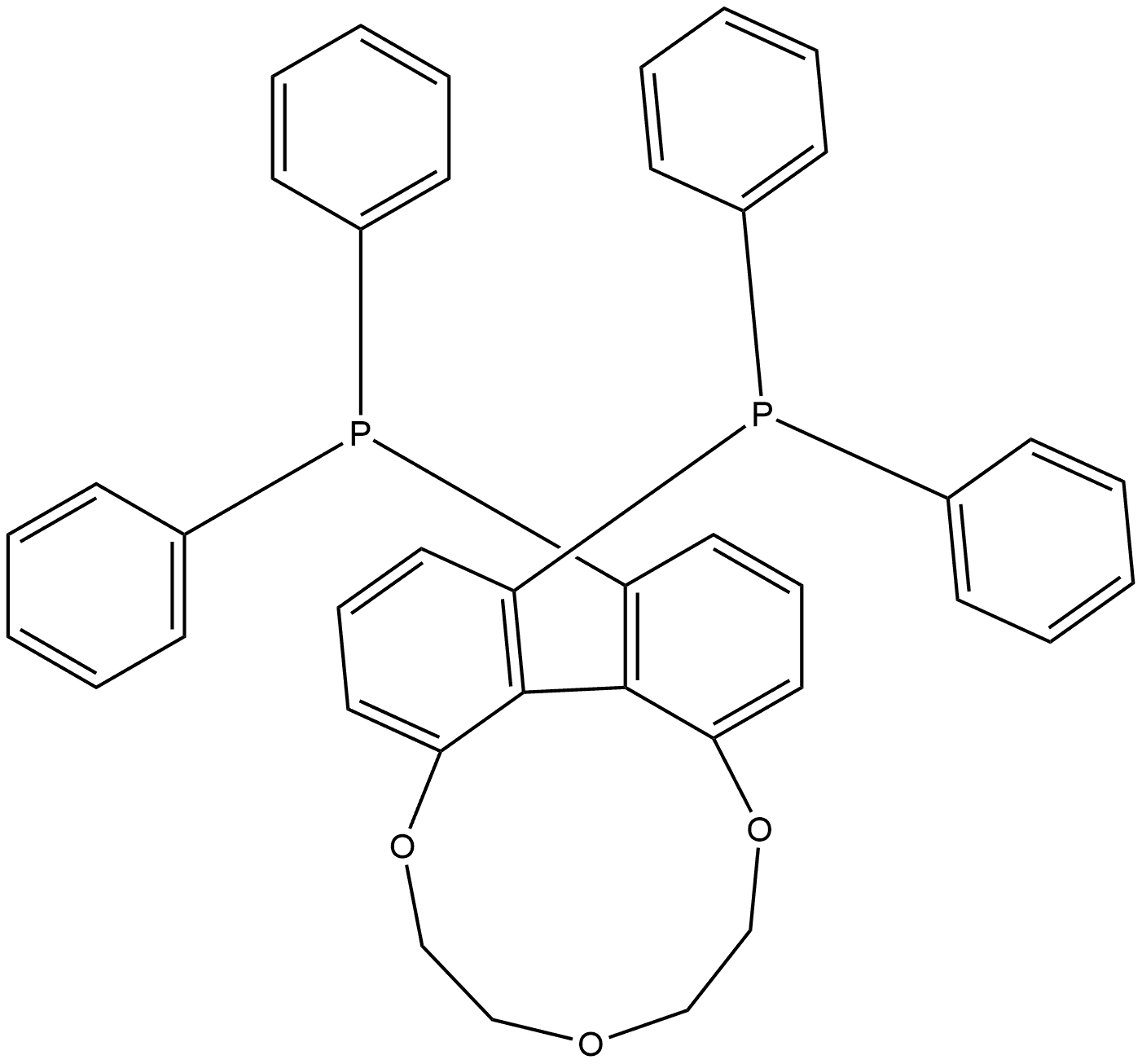 (15aR)-1,15-Bis(diphenylphosphino)-6,7,9,10-tetrahydrodibenzo[h,j][1,4,7]trioxacycloundecine Structure