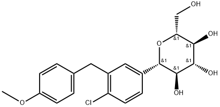 D-Glucitol, 1,5-anhydro-1-C-[4-chloro-3-[(4-methoxyphenyl)methyl]phenyl]-, (1S)- 化学構造式