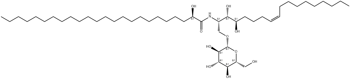 Tetracosanamide, N-[(1S,2S,3R,7Z)-1-[(β-D-glucopyranosyloxy)methyl]-2,3-dihydroxy-7-heptadecen-1-yl]-2-hydroxy-, (2R)- Struktur