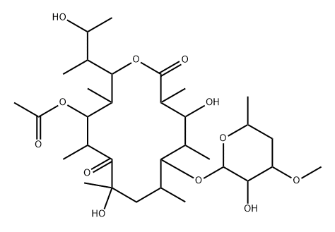 Oxacyclotetradecane-2,10-dione, 12-(acetyloxy)-6-[(4,6-dideoxy-3-O-methyl-β-D-xylo-hexopyranosyl)oxy]-4,9-dihydroxy-14-[(1S,2S)-2-hydroxy-1-methylpropyl]-3,5,7,9,11,13-hexamethyl-, (3R,4S,5R,6S,7S,9S,11R,12S,13S,14R)- (9CI) Structure