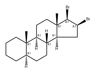 16β,17β-Dibromo-5α-androstane Struktur