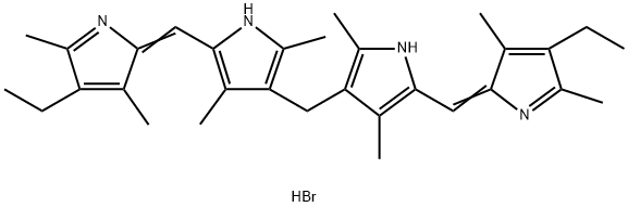 1H-Pyrrole, 3,3'-methylenebis[5-[(4-ethyl-3,5-dimethyl-2H-pyrrol-2-ylidene)methyl]-2,4-dimethyl-, hydrobromide (1:2),340711-63-9,结构式