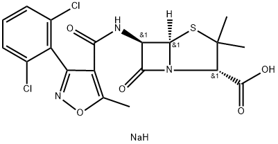 sodium [2S-(2alpha,5alpha,6beta)]-6-[[[3-(2,6-dichlorophenyl)-5-methylisoxazol-4-yl]carbonyl]amino]-3,3-dimethyl-7-oxo-4-thia-1-azabicyclo[3.2.0]heptane-2-carboxylate     [3.2.0] Struktur