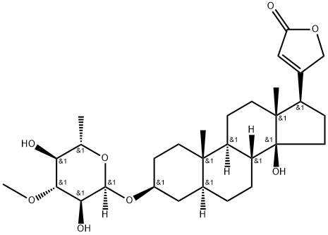 3β-[(3-O-Methyl-6-deoxy-α-L-glucopyranosyl)oxy]-14-hydroxy-5α-card-20(22)-enolide Structure