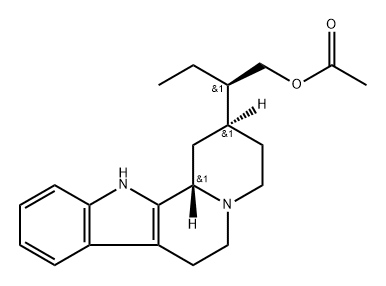 (2S,βR)-β-エチル-1,2,3,4,6,7,12,12bβ-オクタヒドロインドロ[2,3-a]キノリジン-2β-エタノールアセタート 化学構造式