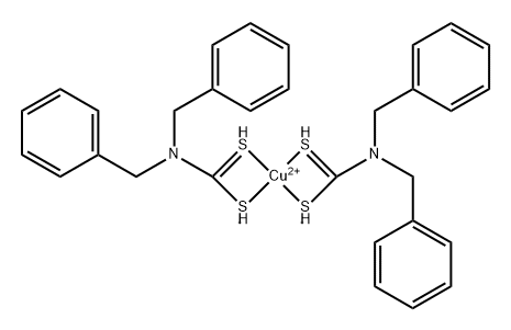 Copper, bisbis(phenylmethyl)carbamodithioato-.kappa.S,.kappa.S-, (SP-4-1)- Structure