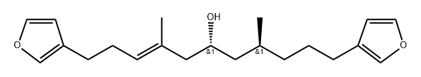 (αS,γR)-α-[(E)-5-(3-フリル)-2-メチル-2-ペンテニル]-γ-メチル-3-フラン-1-ヘキサノール 化学構造式