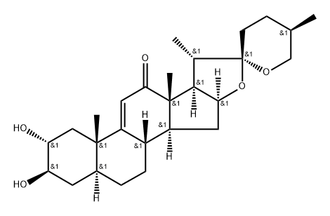 (25R)-2α,3β-Dihydroxy-5α-spirost-9(11)-en-12-one 结构式
