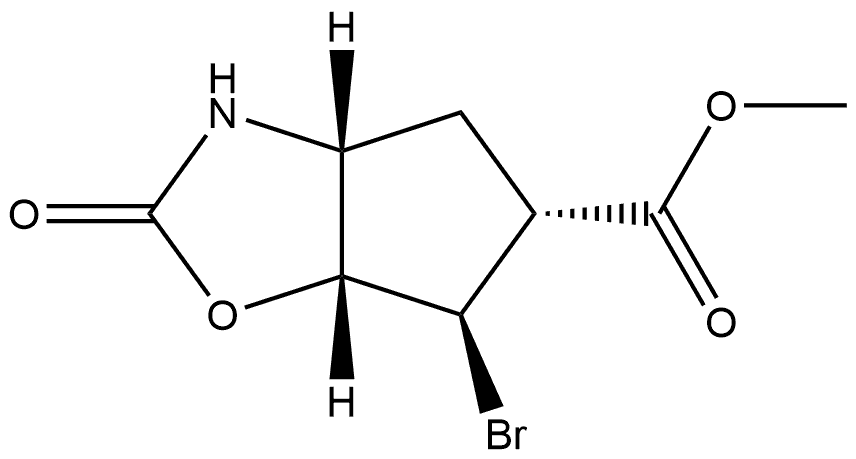 (3AR,5R,6R,6AR)-6-溴-2-氧代-3,3A,4,5,6,6A-六氢环戊[D]恶唑-5-甲酸甲酯 结构式